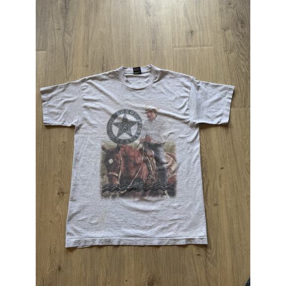 Vintage George Strait Shirt USA Tour Grey L USA Single Stitch Cities 90s - Picture 1 of 8